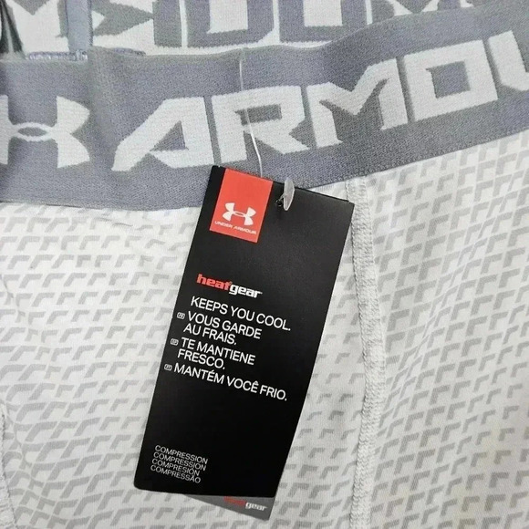 Under Armour Men's HeatGear Printed Leggings white/steel #1258897 NWT XXL - Picture 6 of 9